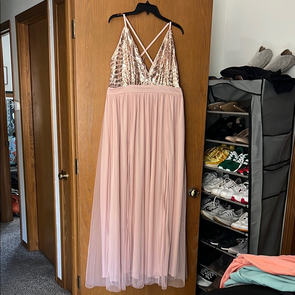 Rose Gold sequin top Maxi Dress